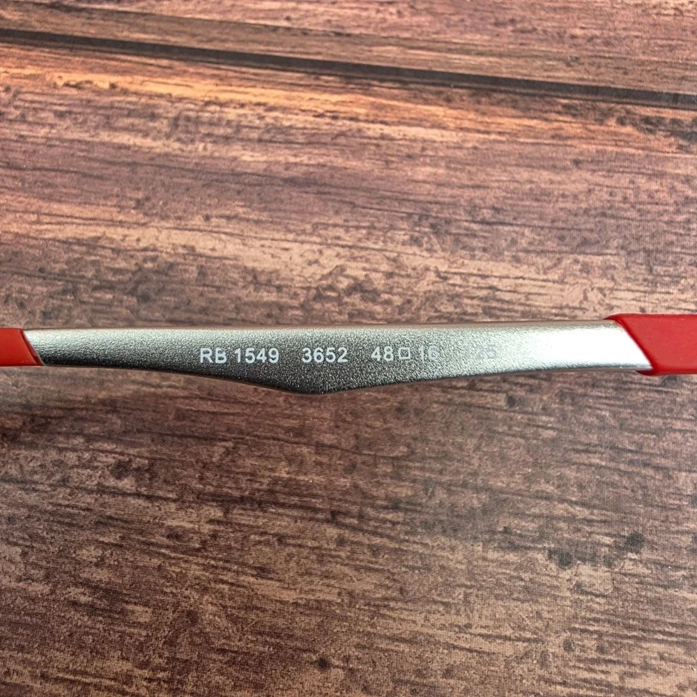 Ray-Ban RB 1549 3652 Black Red Silver Rectangular Eyeglass Frames 48-16-125